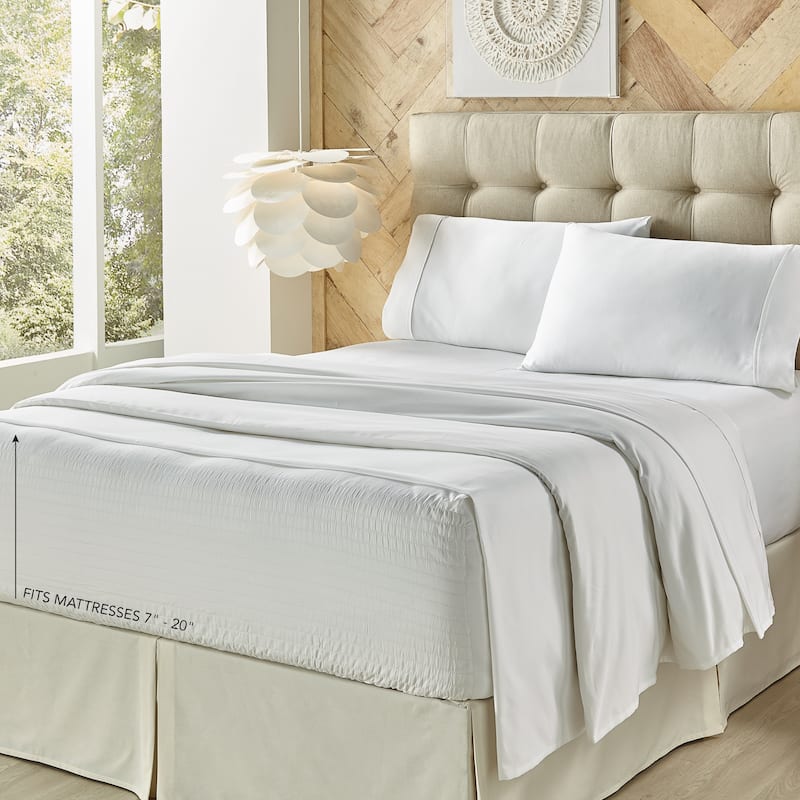 Porch & Den Monier 500 Thread Count Cotton Sheet Set - White - Full