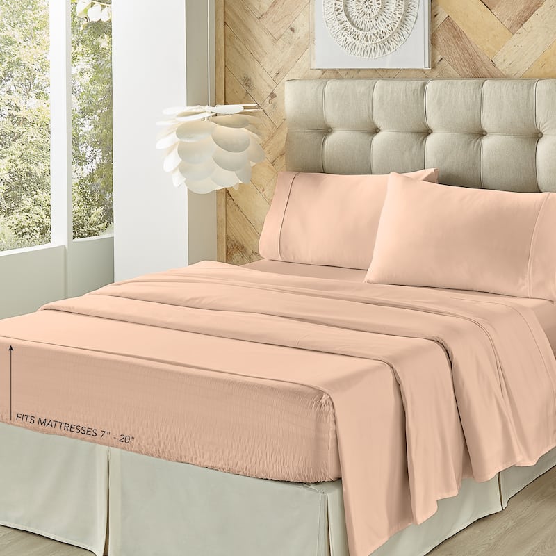 Porch & Den Monier 500 Thread Count Cotton Sheet Set - Blush - Full