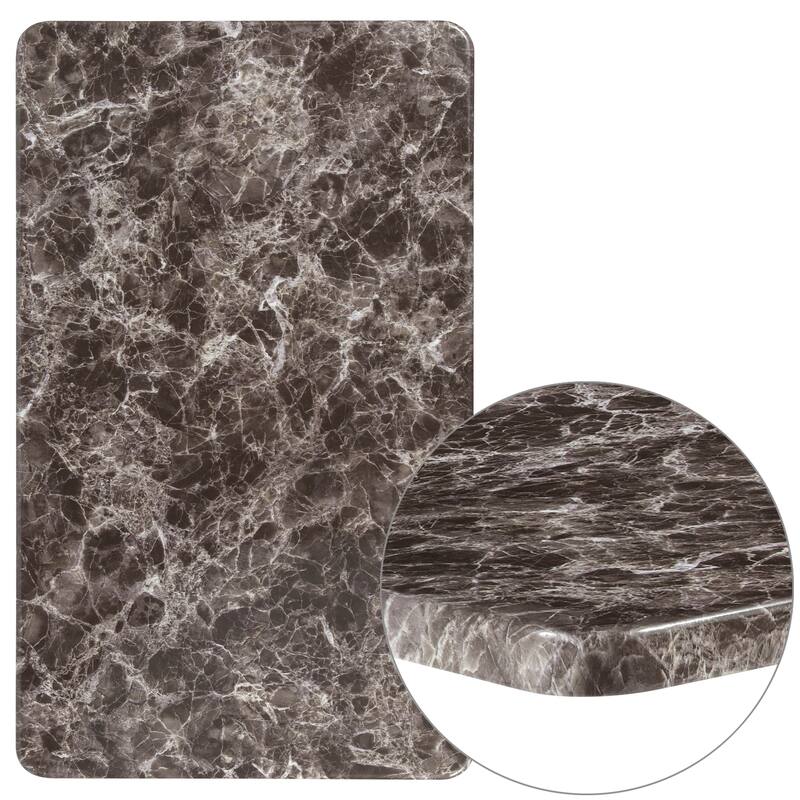 24" x 42" Rectangular Gray Marble Laminate Table Top - Restaurant Furniture - Gray Marble - Gray Marble - Gray Marble