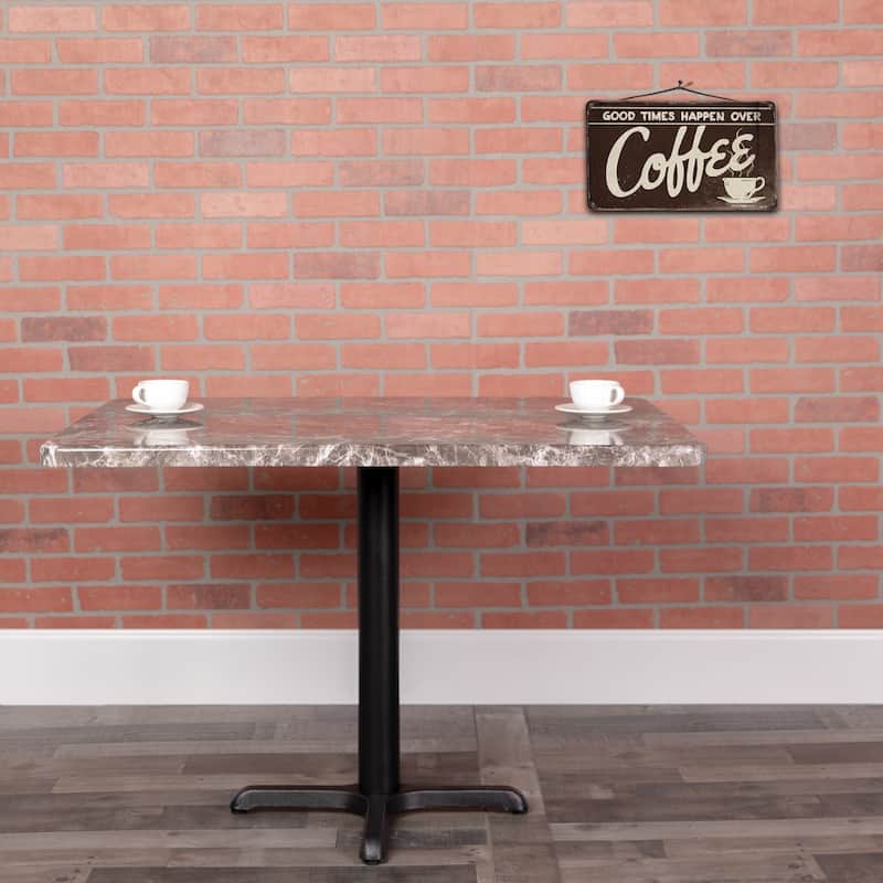 24" x 42" Rectangular Gray Marble Laminate Table Top - Restaurant Furniture - Gray Marble - Gray Marble