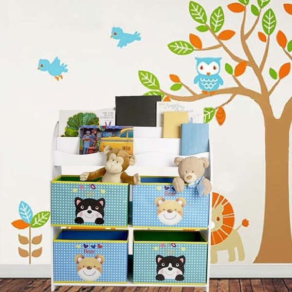 toy bin organizer with bookshelf