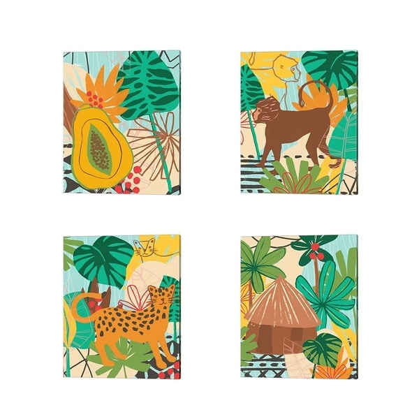June Erica Vess 'Graphic JungleI' Canvas Art (Set of 4)