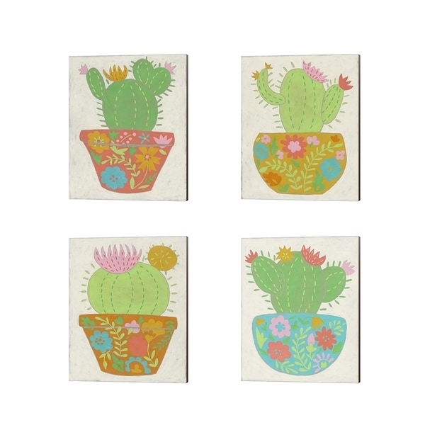 Chariklia Zarris 'Happy Cactus' Canvas Art (Set of 4)