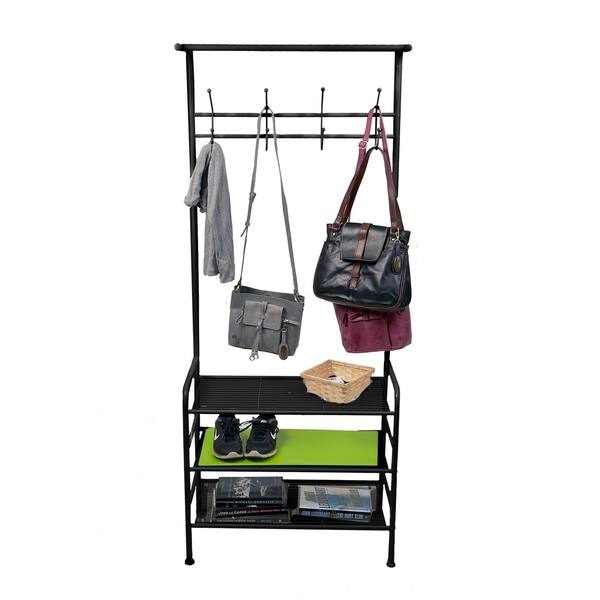 Shop Black Friday Deals On Mind Reader Metal Coat Shoe Rack Purses Shelving Organizer Black Overstock 26970495