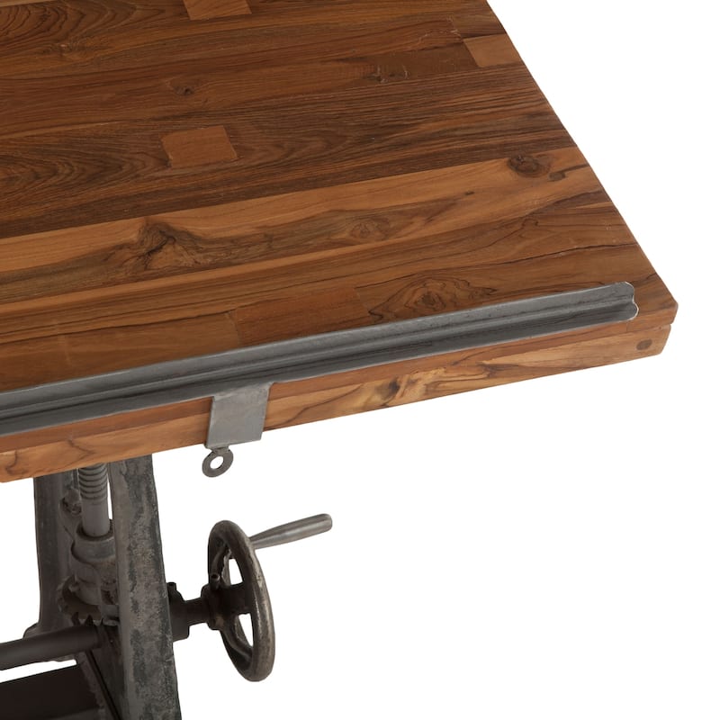 Artezia 62-Inch Adjustable Teak Wood Drafting Desk