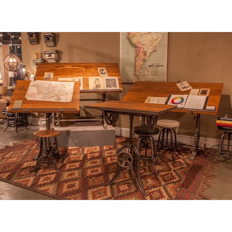 Artezia 62-Inch Adjustable Teak Wood Drafting Desk