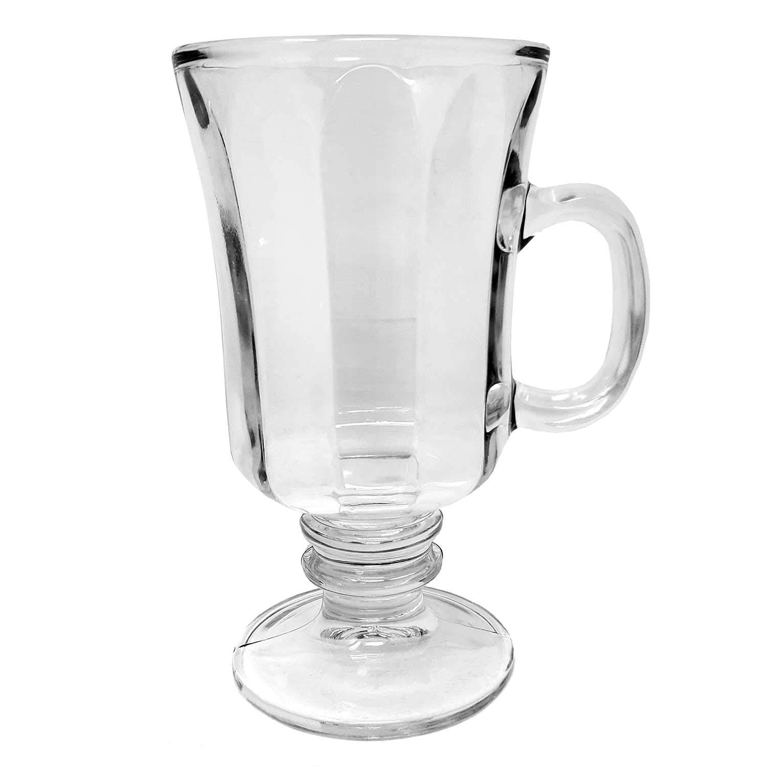 Set of 4 Thick Wall Glass Footed Irish Coffee Glass Mugs 8.25 oz. 