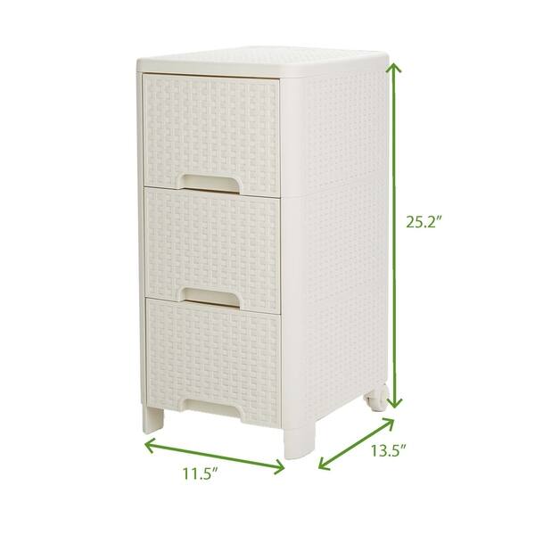 Mind Reader 3-Tier Stackable Rolling Storage Containers , Ivory