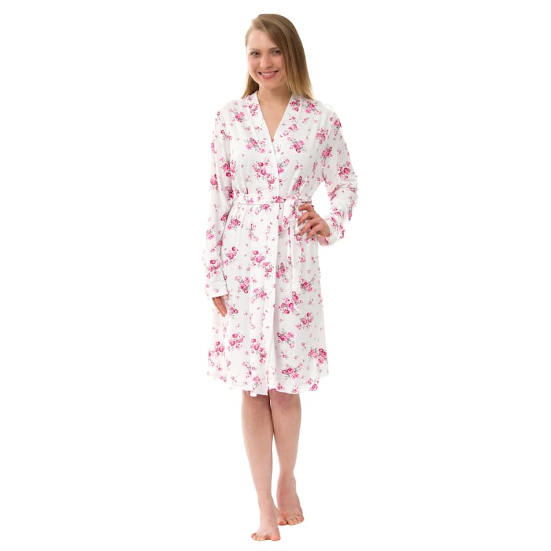 Women's Knit Robe, Knit Floral Robe