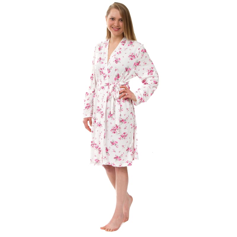 Women's Knit Robe, Knit Floral Robe