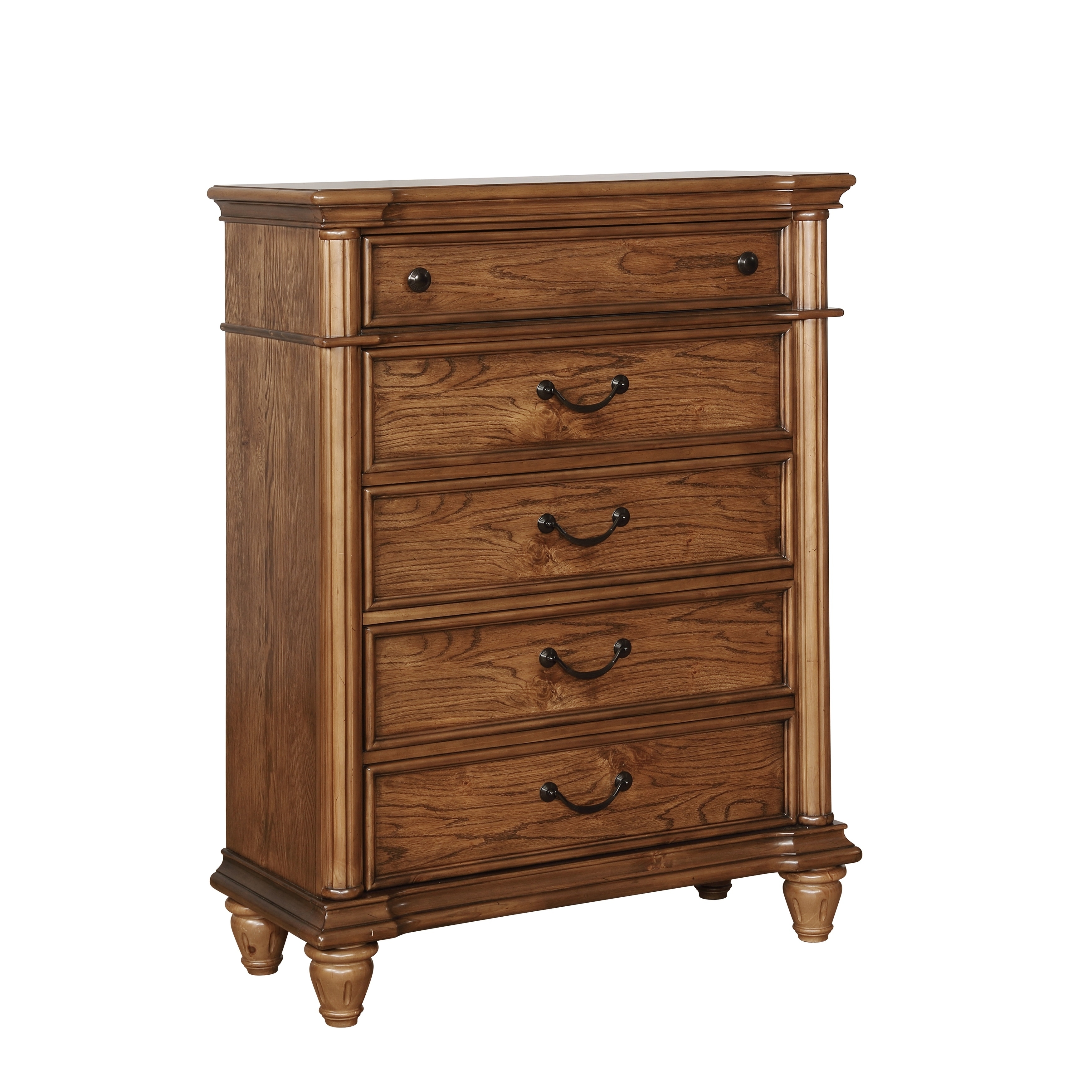 Shop Furniture Of America Gorz Traditional Oak Wood 5 Drawer Chest