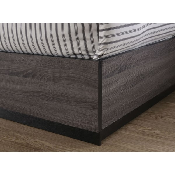 Furniture of America Rothwell Grey Wood Bed with Bookcase Headboard ...