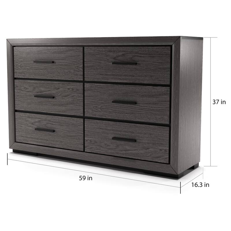 Rothwell Contemporary Grey 59-inch Wide 6-Drawer Horizontal Wood Dresser by Furniture of America