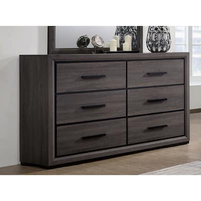 Rothwell Contemporary Grey 59-inch Wide 6-Drawer Horizontal Wood Dresser by Furniture of America