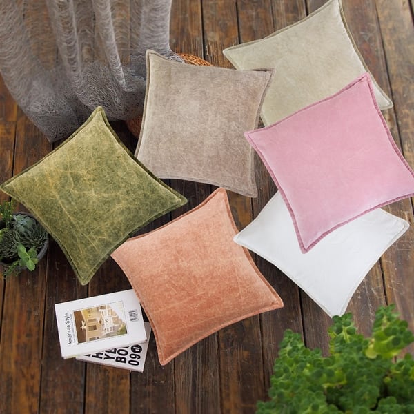 Shop Kyler Cotton Velvet Weathered Throw Pillow Cover 18x18 Set