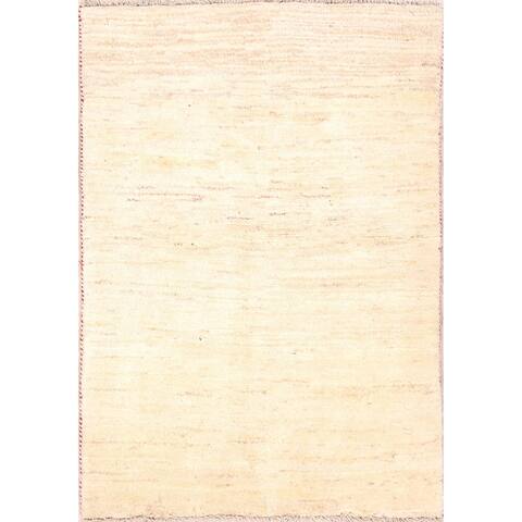 Gabbeh Modern Solid Hand Knotted Wool Persian Area Rug - 4'8" x 3'4"
