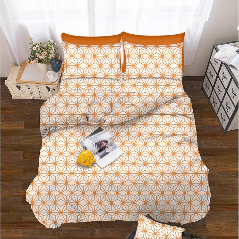 Elegant Comfort 6-Piece Cube Pattern Bed Sheet Set - Full - Orange
