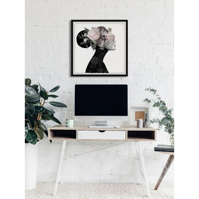 'Dark Flower Turban III' Framed Painting Print - Multi-Color