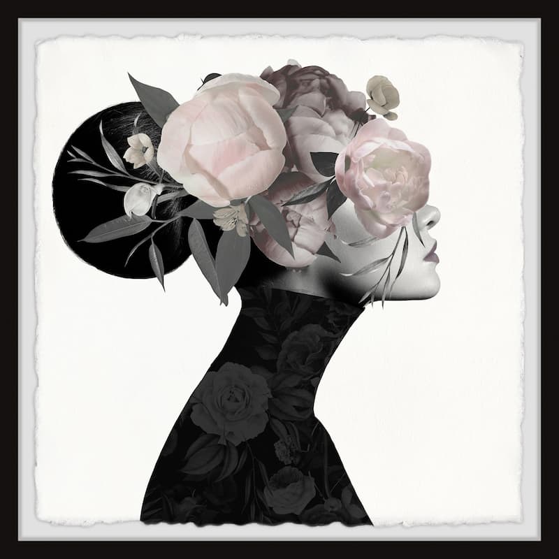 'Dark Flower Turban III' Framed Painting Print - Multi-Color