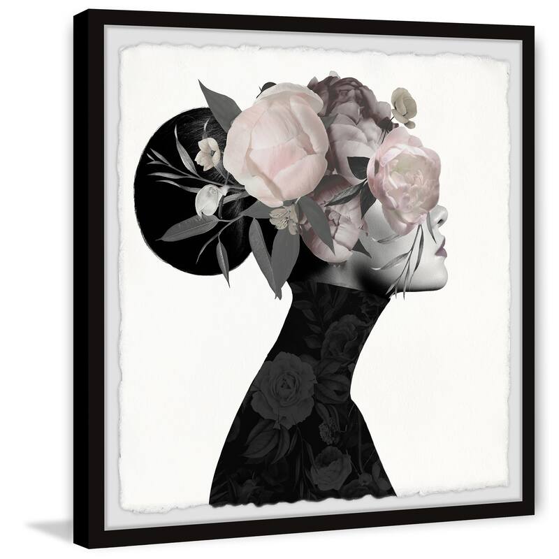 'Dark Flower Turban III' Framed Painting Print - Multi-Color
