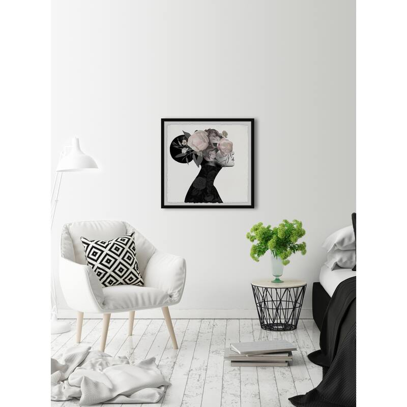 'Dark Flower Turban III' Framed Painting Print - Multi-Color