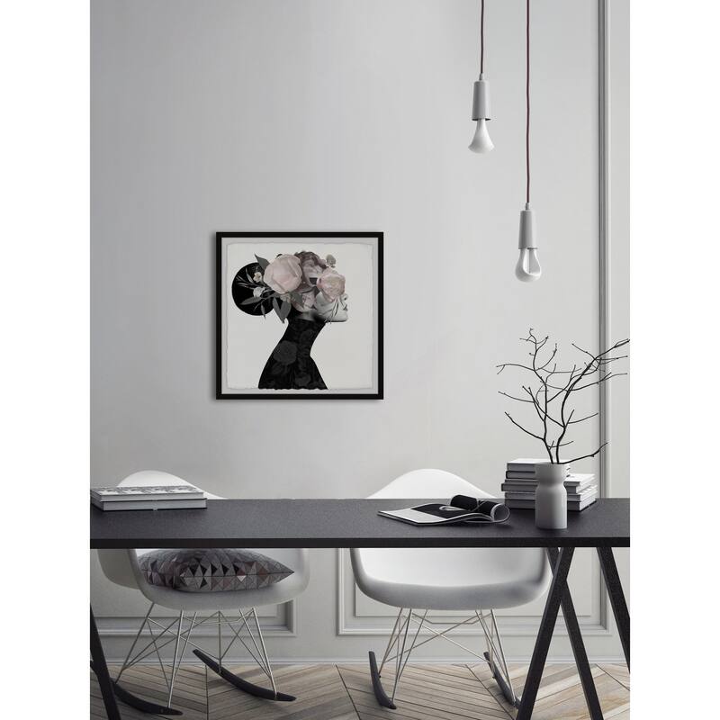 'Dark Flower Turban III' Framed Painting Print - Multi-Color