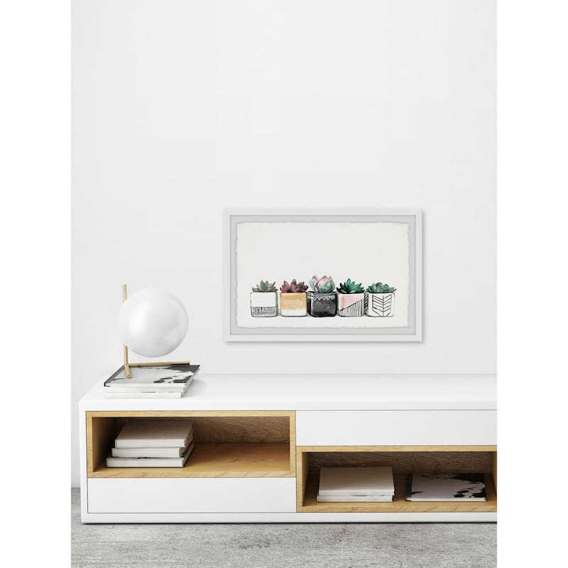 'Succulent Quintet II' Framed Painting Print - Multi-Color