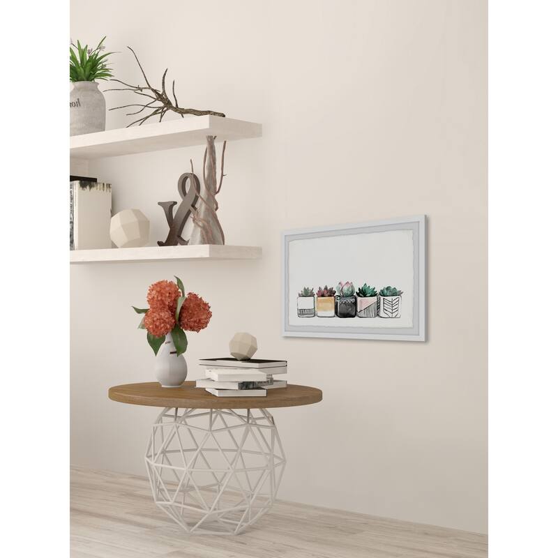 'Succulent Quintet II' Framed Painting Print - Multi-Color