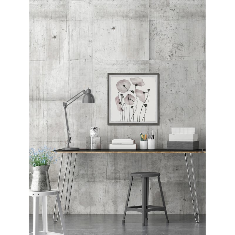 'Pink Poppy Bloom' Framed Painting Print - Multi-Color