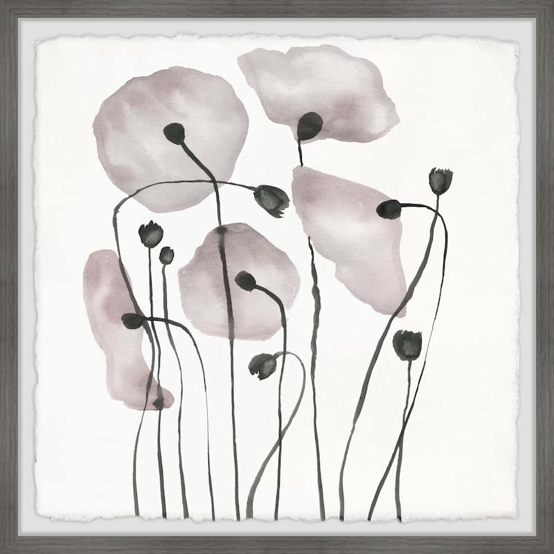 'Pink Poppy Bloom' Framed Painting Print - Multi-Color