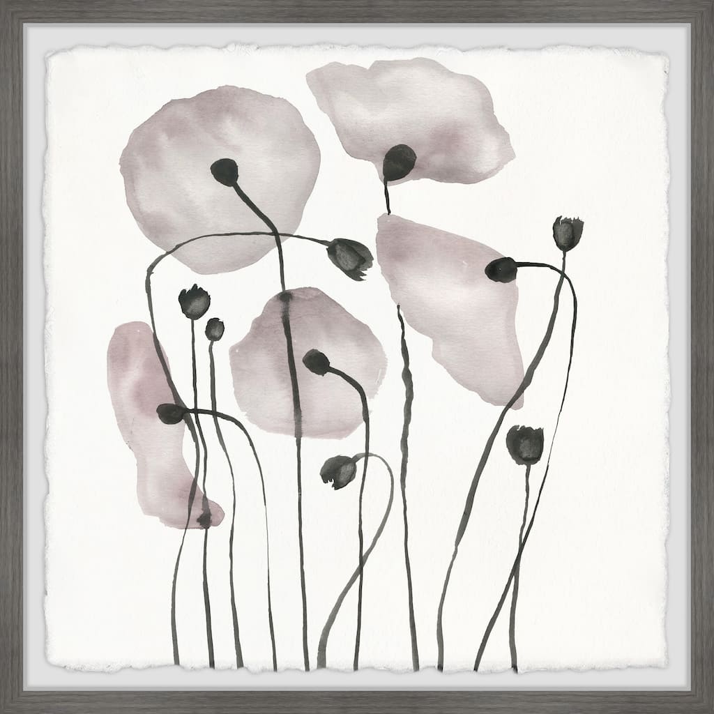 'Pink Poppy Bloom' Framed Painting Print - Multi-Color