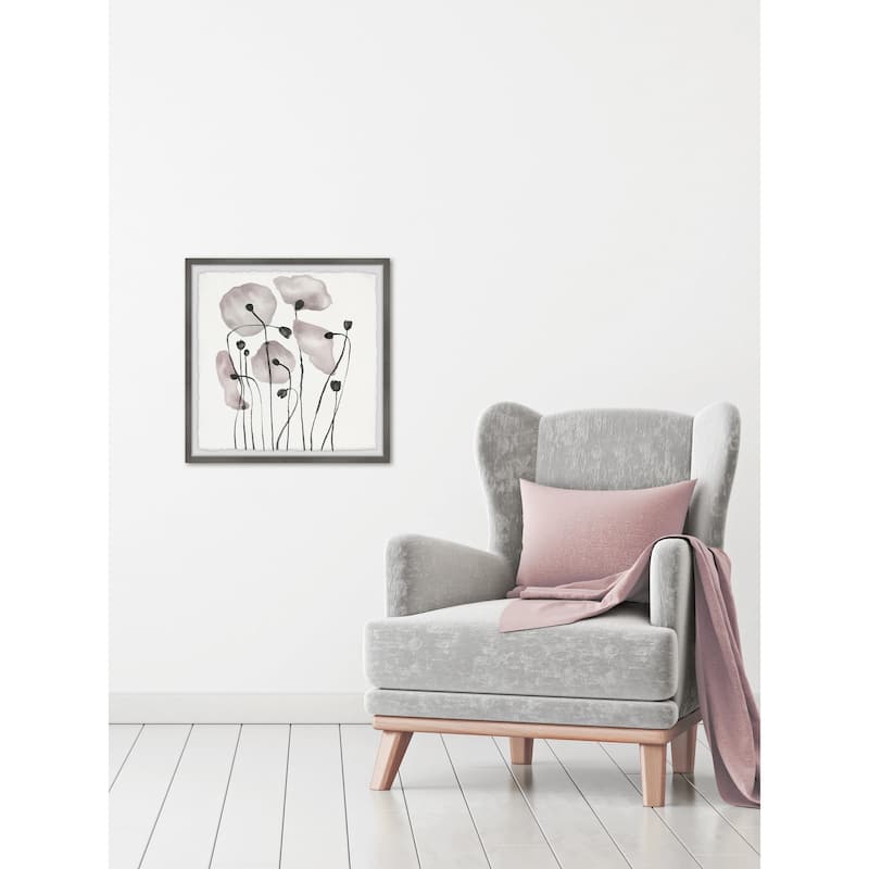 'Pink Poppy Bloom' Framed Painting Print - Multi-Color