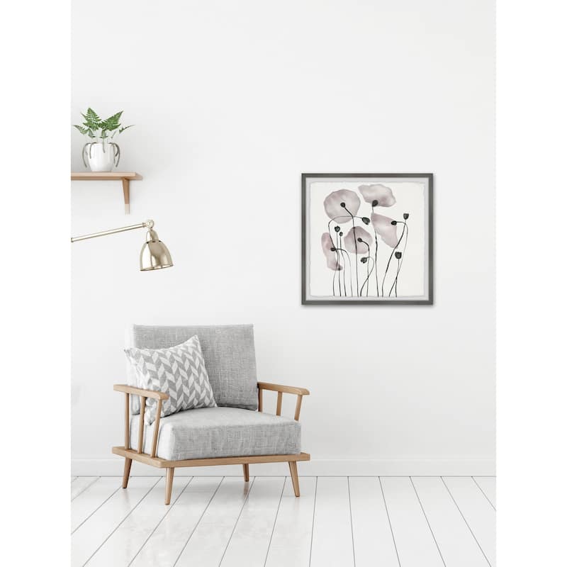 'Pink Poppy Bloom' Framed Painting Print - Multi-Color