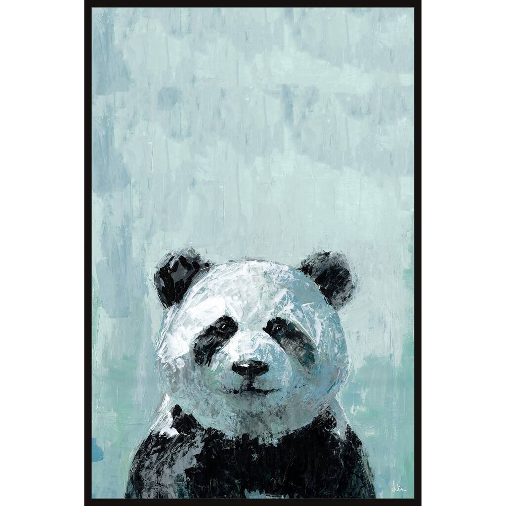 'What up Panda' Floater Framed Painting Print on Canvas - Multi-color