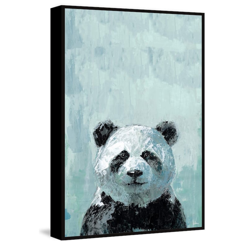 'What up Panda' Floater Framed Painting Print on Canvas - Multi-color