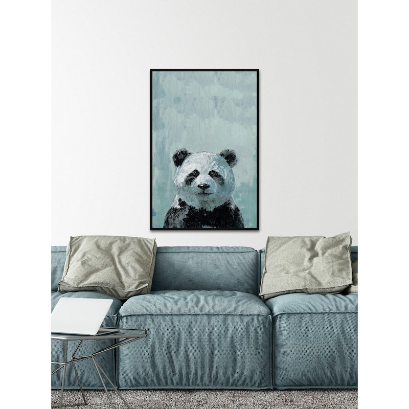 'What up Panda' Floater Framed Painting Print on Canvas - Multi-color
