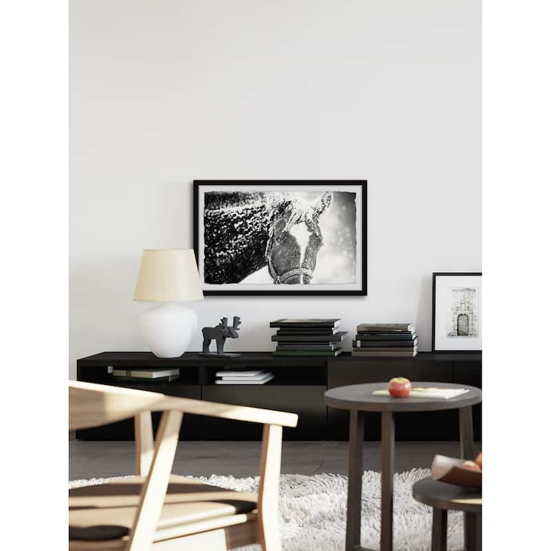 'White Horse Mask' Framed Painting Print - Multi-Color