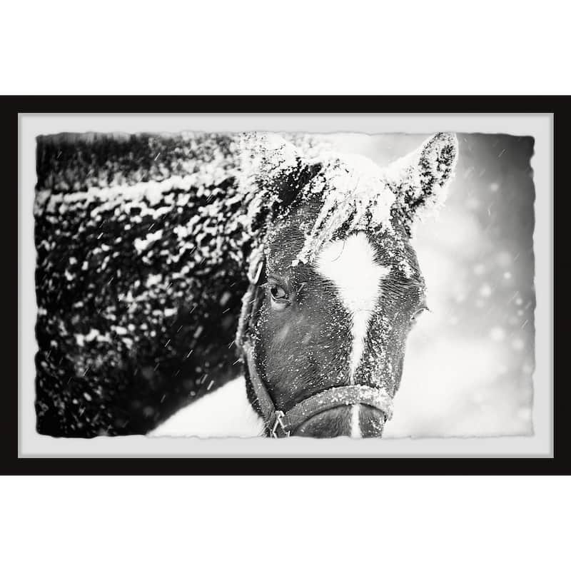 'White Horse Mask' Framed Painting Print - Multi-Color
