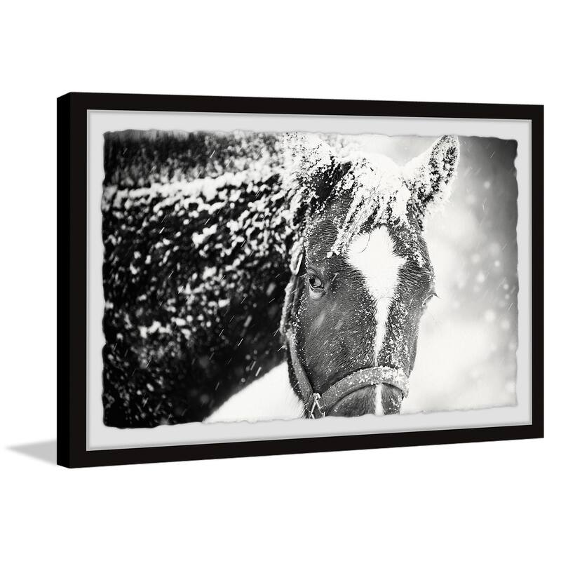 'White Horse Mask' Framed Painting Print - Multi-Color