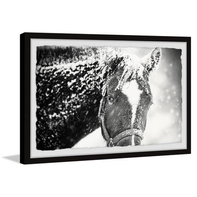 'White Horse Mask' Framed Painting Print - Multi-Color