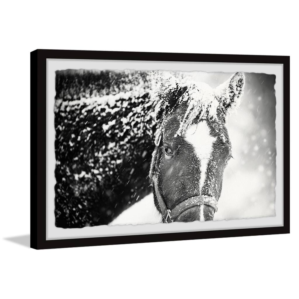 'White Horse Mask' Framed Painting Print - Multi-Color