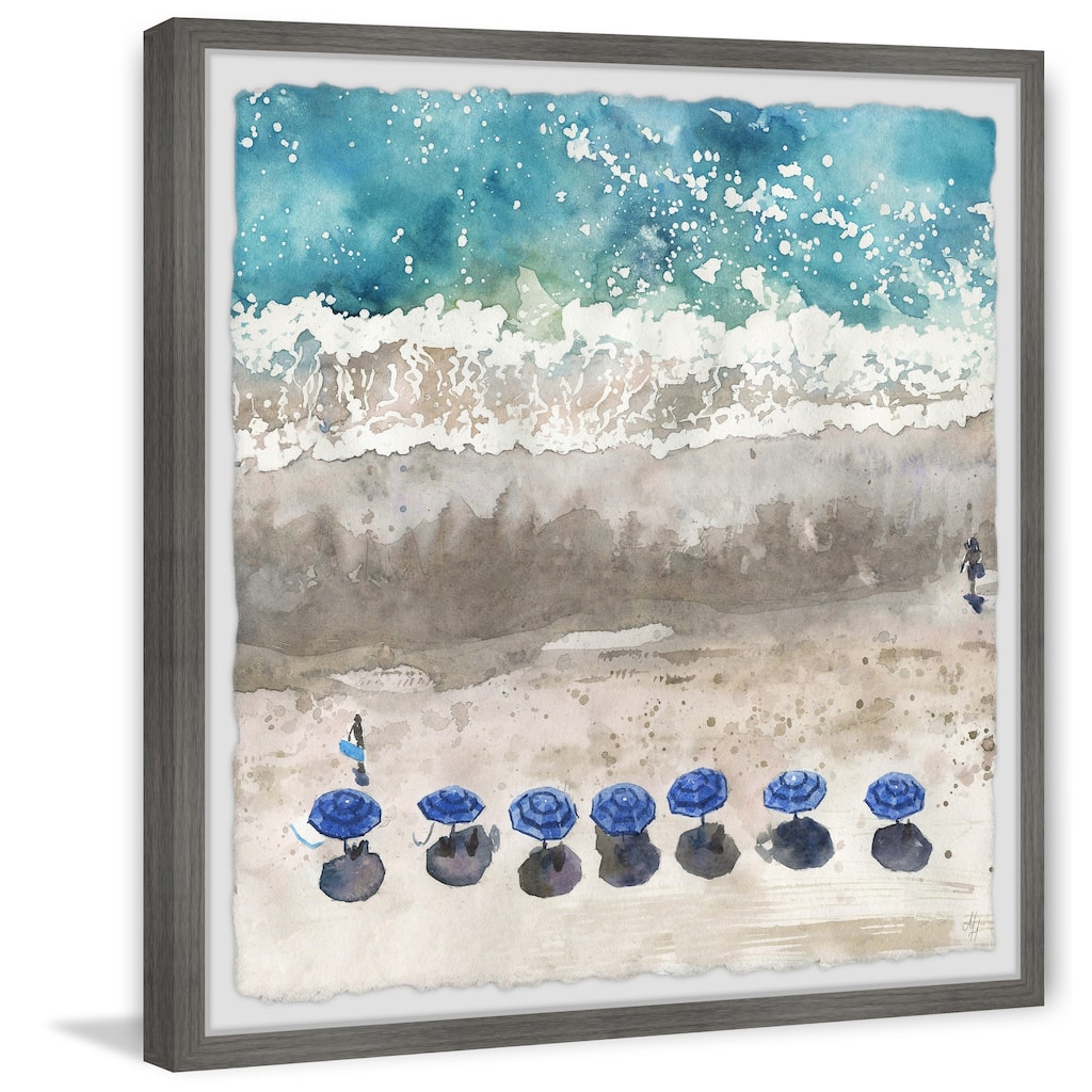 'Blue Sunshade II' Framed Painting Print - Multi-Color