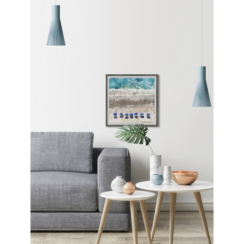 'Blue Sunshade II' Framed Painting Print - Multi-Color