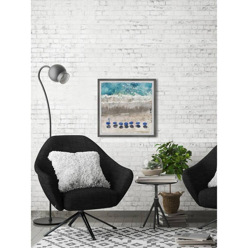 'Blue Sunshade II' Framed Painting Print - Multi-Color