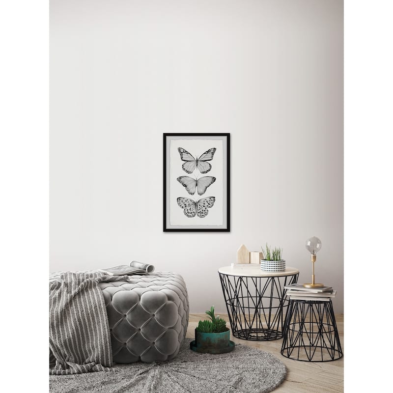 'Butterfly Trio II' Framed Painting Print - Multi-Color