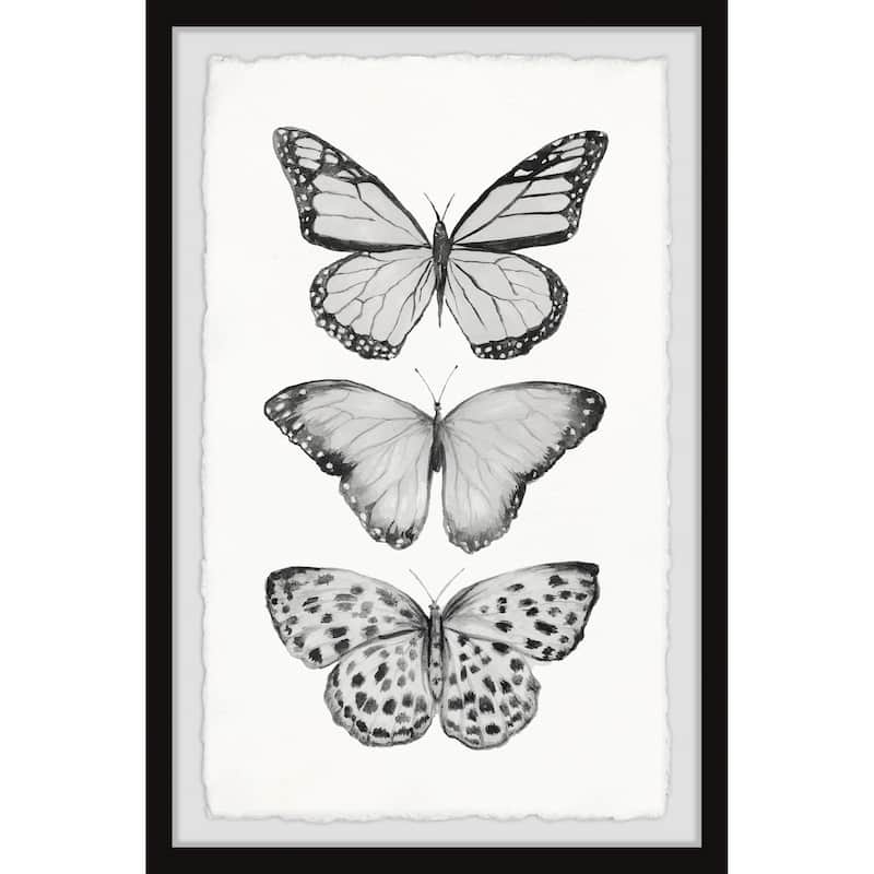 'Butterfly Trio II' Framed Painting Print - Multi-Color