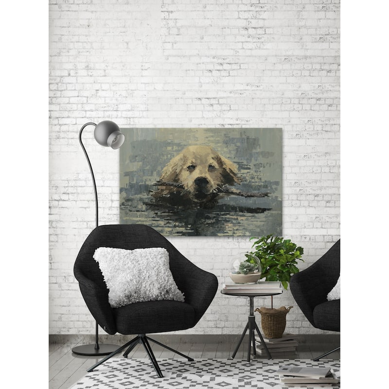 'Obedient Dog' Painting Print on Wrapped Canvas - Multi-Color