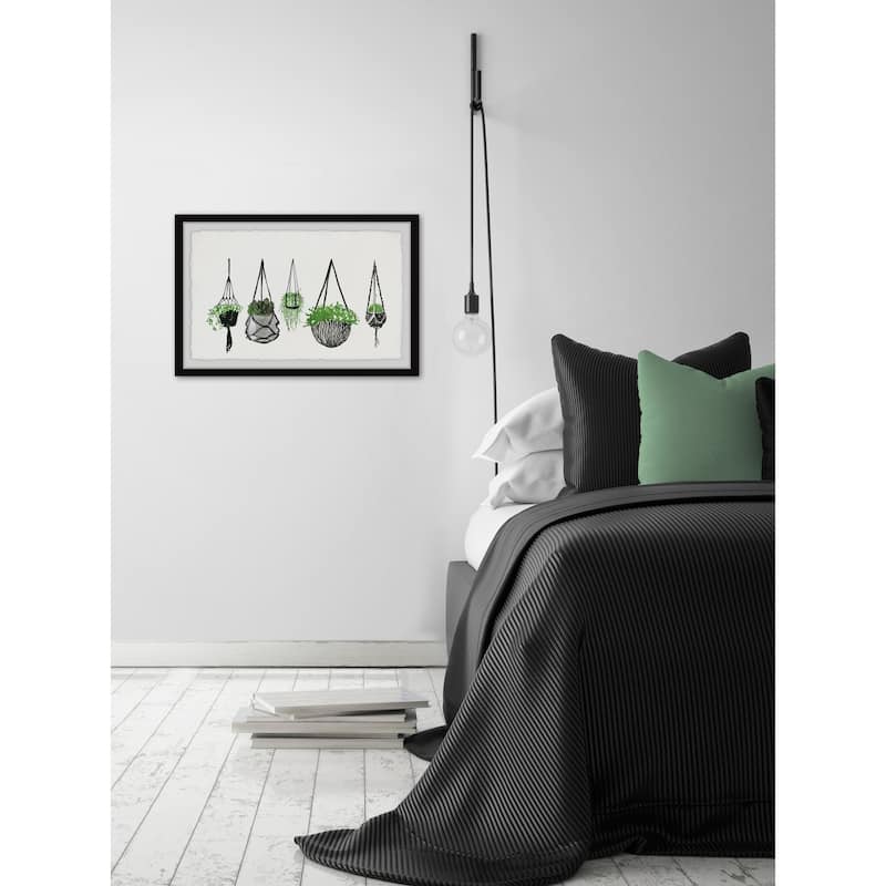 'Hanging Plants III' Framed Painting Print - Multi-Color