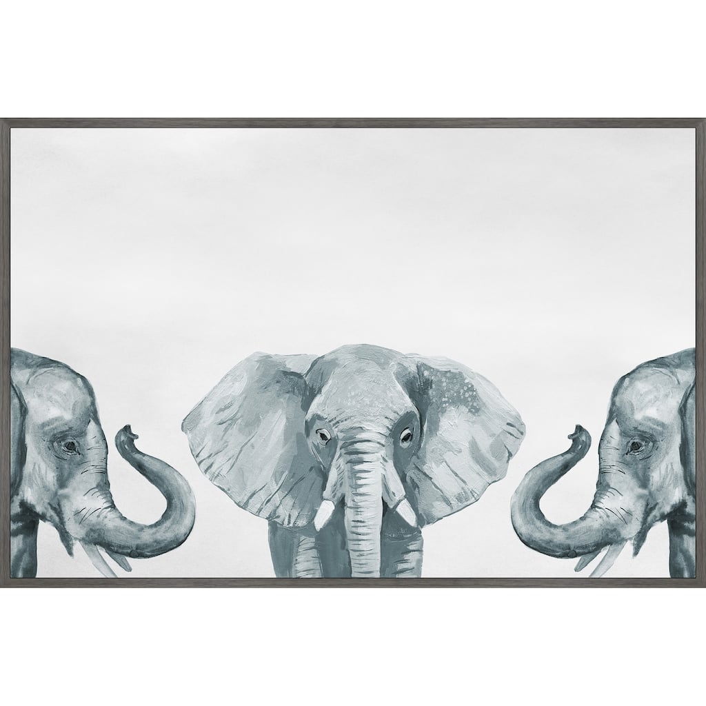 'Elephant Poses III' Floater Framed Painting Print on Canvas - Multi-color
