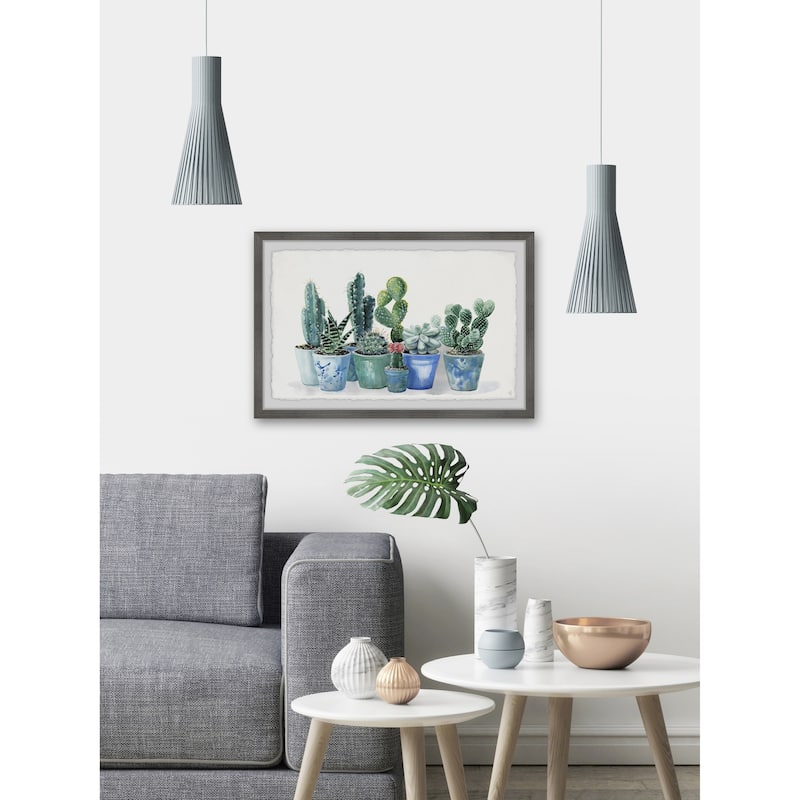 Potted Cactus Bunch II' Framed Painting Print - Multi-Color